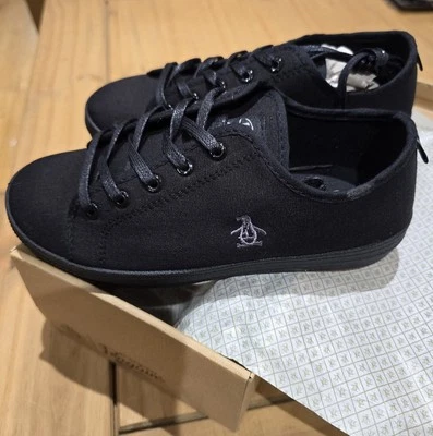 BNIB Original Penguin Junior Boys Fire Canvas Pumps Black - UK 1 Summer Holidays - Image 1 of 4