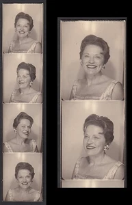 DAZZLING SMILE HOUSEWIFE WOMAN PRIVATE VOGUE ~ 1961 PHOTOBOOTH PHOTO STRIP - Picture 1 of 3