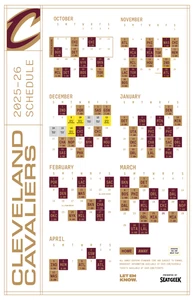 Cleveland Cavaliers 2025-2026 Full Schedule Poster 11 x 17 Inches Cavs Fan Gift - Picture 1 of 3