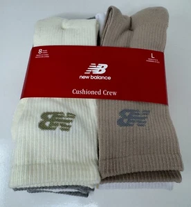 New Balance 8 Pairs Men's Cushioned Crew Socks Size L 10-13.5 Arch Support - Picture 1 of 4