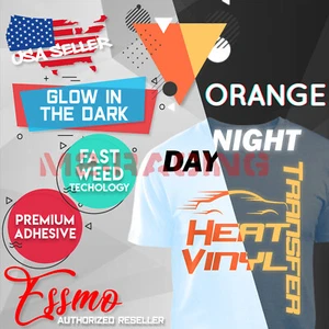Orange Glow in the Dark Heat Transfer Vinyl HTV T-Shirt 20" Iron Heat Press GD03 - Picture 1 of 7