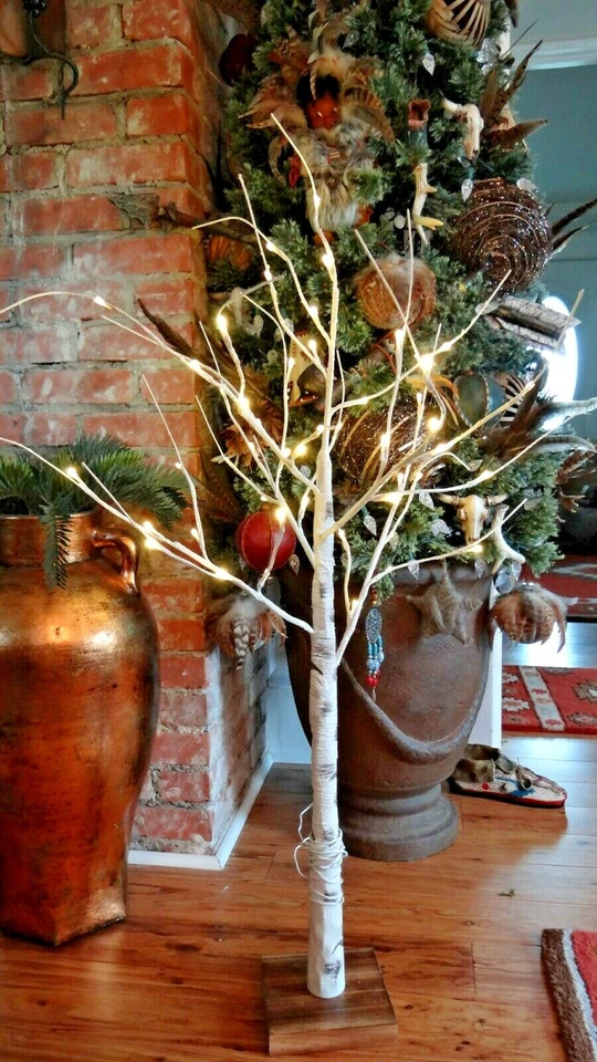 Artificial White Birch Twig Tree With Lighted Branches Rustic Christmas Décor - Image 1 of 4