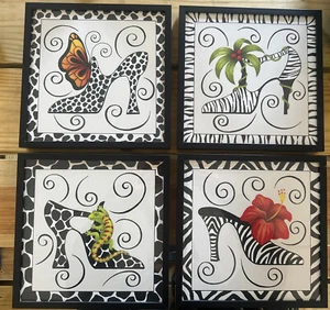 4 - 9x9 ANiMal Print Wall Art Framed  SUPER ADORABLE!! - Picture 1 of 5