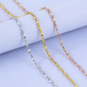 Genuine Solid 925 Sterling Silver Necklace 1.1mm Starry Chain 16-24" Thin Ladies - Picture 1 of 15