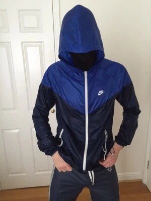 Veste Nike Vintage Rare Windrunner Hyperfuse En Nylon Léger Glanz Bleu Grande - Photo 1/4