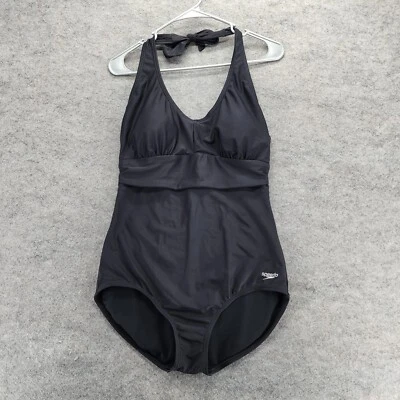Speedo One Piece Swimsuit Womens Large Swimwear Black Halter - Image 1 of 4