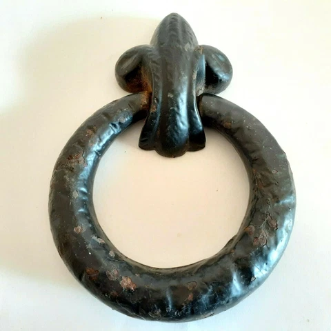 Antique Victorian Edwardian Large Iron Door Knocker Ornate 19th Century 5.12 in Cover