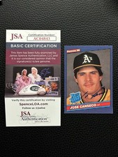 Jose Canseco Rookie Auto 1986 Donruss #39 Oakland Athletics RC JSA Authentic