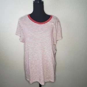 NWT Sonoma Women’s T-shirt Pink And White Stripped Size: Large ShortSleeve Shirt - Picture 1 of 5