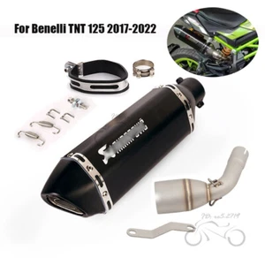 Slip for Benelli TNT 125 2017-2022 Exhaust Mid Pipe Black Muffler 370mm System - Picture 1 of 12