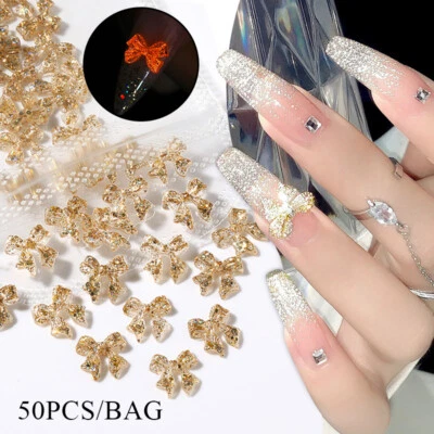 50pcs Resin Drill Nail Decoration Nail Art Nail Luminous Jewelry Nail Bow DIY⇓ - Image 1 of 4
