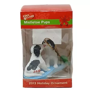 2013 Mistletoe Pups Paws & Claws Holiday Ornament Dogs Kissing Walmart #D-51 - Picture 1 of 7