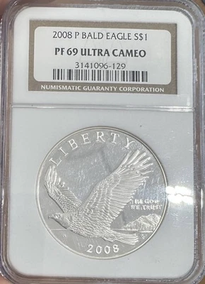 2008 P Modern Commemorative Bald Eagle NGC PF-69 ULTRA CAMEO - Image 1 of 2