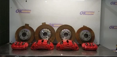 16 PORSCHE CAYENNE GTS 958 BRAKE CALIPER SET WITH ROTORS FRONT AND REAR RED Foto 1 de 4