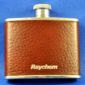 Raychem Zinn Edelstahl 4 Unzen Flachmann mit Leder Made Sheffield England - Bild 1 von 11