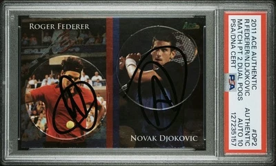 2011 Ace Authentic #DP2 Novak Djokovic Signed Match Pt 2 Federer PSA GEM AUTO 10 - Image 1 of 2