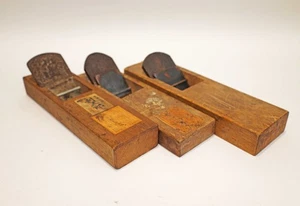 Vintage Japanese Wood Plane Kanna Set of 3 RISABURO KOMYO EIKO Carpenter Tool - Picture 1 of 8
