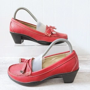 Hotter Comfort Concept Zapatos Talla 5 Rojo Cuero Tacón Mocasines Borlas - Imagen 1 de 16