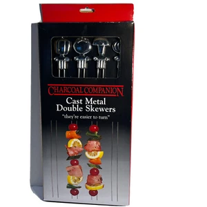 Charcoal Companion Cast Metal Double Kabob Barbeque Skewers 14 inches NEW!! - Picture 1 of 8