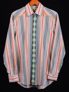 Robert Graham Multicolor Striped Check 100% Cotton Button Down Casual Shirt M - Picture 1 of 10