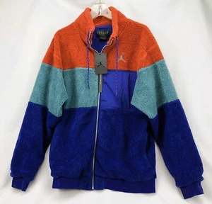Nike Jordan Men's Sherpa Fleece Full Zip Colorblock Jacket ~ Sz M (BQ6948-895) - Afbeelding 1 van 4