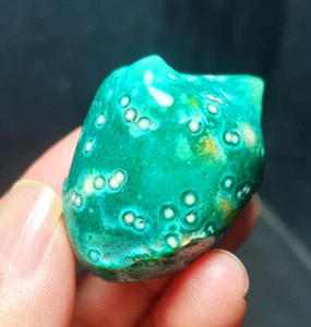 TOP 43.9g Green Gobi Agate Eyes Agate Silk Banded Agate Crystal Healing BY1830 - Picture 1 of 14