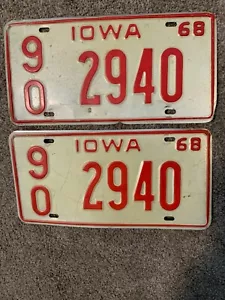 1968 iowa license plates. County 90 # 2940 - Picture 1 of 2