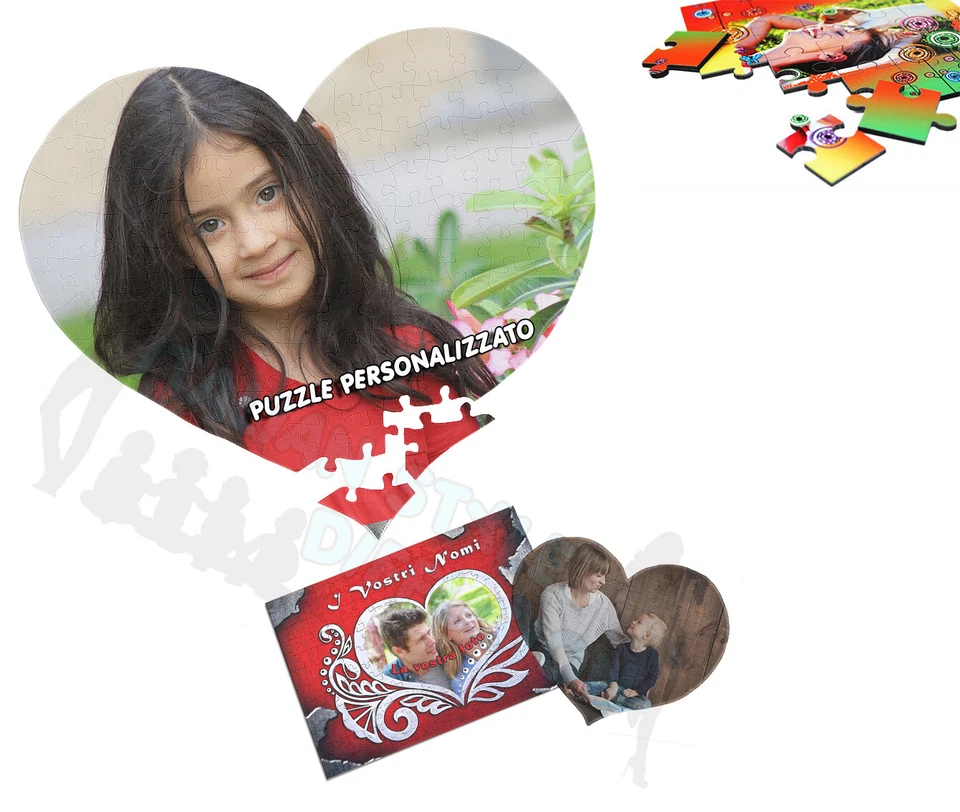PUZZLE A CUORE PUZZLE PERSONALIZZATO STAMPA PERSONALIZZATA A4 FOTO QUADRO LUCIDO - Immagine 1 di 1