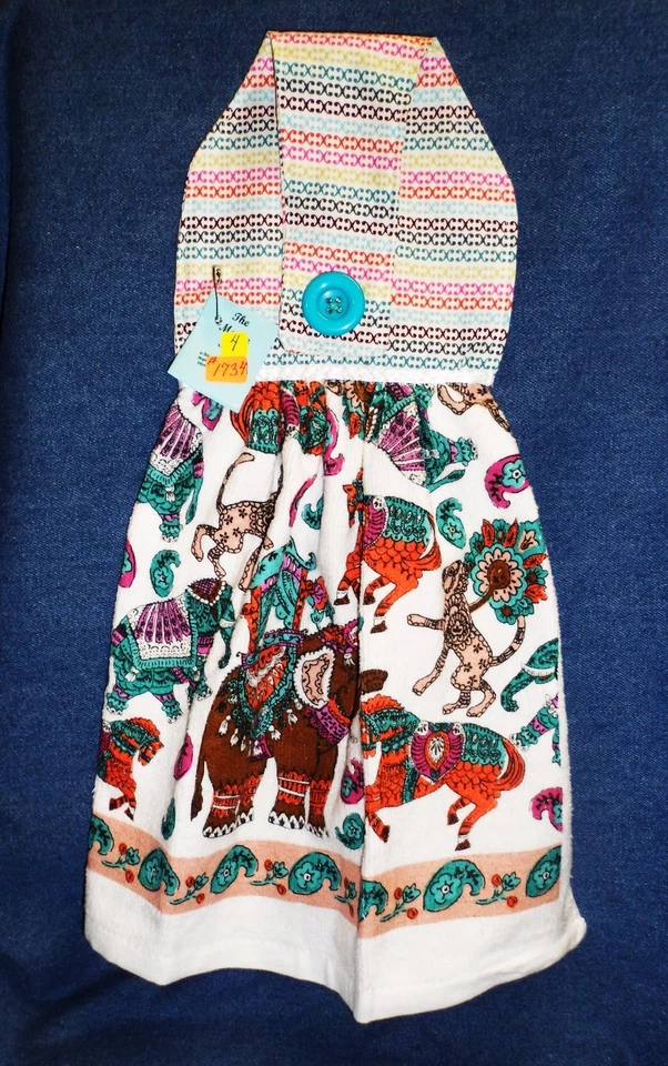 **NUEVO** Toalla de mano de cocina colgante de animales de circo retro de cachemira hecha a mano #1734 Foto 1 de 1