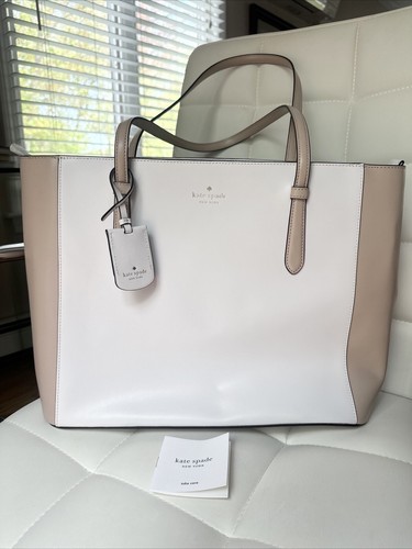 Borsa Borsa Borsa Tote Nuova Senza Etiche Kate Spade Schuyler Medi Borsa Tote Media Saffiano Crema Bianco Beige