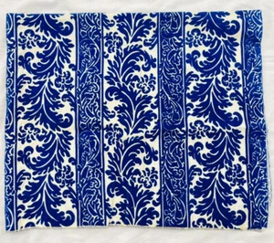Vtg Patterson Fabric New York Sample Flocked Royal And White Paisley 1 Yard - Picture 1 of 3