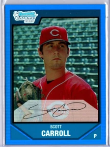 2007 Bowman Chrome Draft Picks Baseball Blue Refractor Scott Carroll REDS /199 - Picture 1 of 1