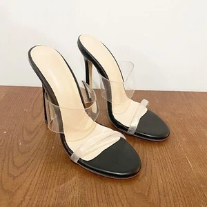 Schwarze & transparente Sandale 5 Zoll Absatz 37 oder 6 US einfach, Ausgehen - Bild 1 von 6