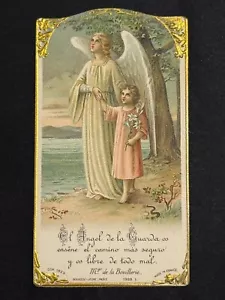 holy card chromolithography santino image pieuse "ANGEL DE LA GUARDA" - Picture 1 of 1