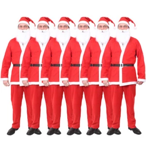 BULK BUY ADULT SANTA SUIT FATHER CHRISTMAS FANCY DRESS COSTUME MENS XMAS OUTFIT - Picture 1 of 2