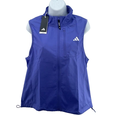 adidas Own the Run Vest, Women’s Sleeveless Full Zip Running Gilet, Size S, Blue - Image 1 of 4