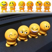 Shaking Head Car Toy Yellow Auto Dashboard Interior Decor Adhesive Feet Wobble