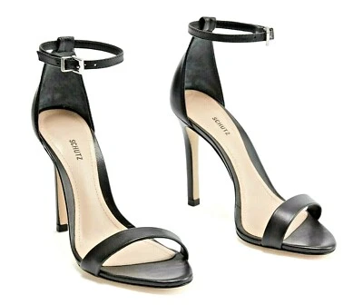 Schutz Cadey-Lee Women's Leather High Hill Sandals Stiletto Shoes Black Size 9.5 - Image 1 of 3