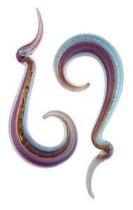 Pair Dichroic Glass Kinky Drops Gauges - Picture 1 of 1