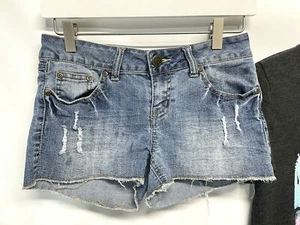 No Boundaries Distressed Denim Blue Jean Cut Off Shorts Juniors Size 5 - Picture 1 of 6