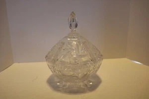 Brilliant Cut Glass CANDY DISH footed and covered unusual shape large size - Picture 1 of 5