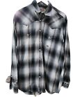 MilIer Ranch Pearl Snap Shirt homme grand plaid gris bronzé western rodeo ranch LS