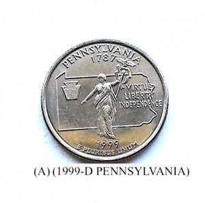 1999-D- PENNSYLVANIA STATE QUARTER UNCIR' FROM US MINT ROLL-C- NGC CHARTS  (A) - Picture 1 of 5
