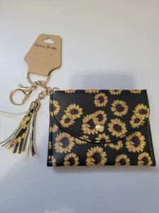 Sunflower Credit Card Change Purse with Keychain New Ladies Fashion Wallet - Picture 1 of 1
