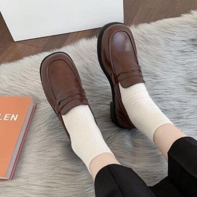 Loafers Women Uniform Shoes Round Toe Women Girls School Students Cosplay Shoes - Image 1 of 4