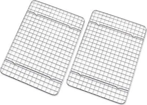 Cooling Rack Set of 2 Stainless Steel Oven Safe Grid Wire Racks Cooking Baking - Picture 1 of 9