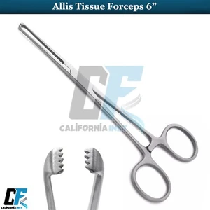 Pinzas de tejido Allis hemostáticas 6" acero inoxidable abrazadera quirúrgica herramienta de gineclogía - Imagen 1 de 3