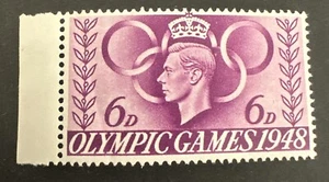 GB 1948 KGVI 6d Purple Olympic Games Mint Slight Fold SG497 - Picture 1 of 2
