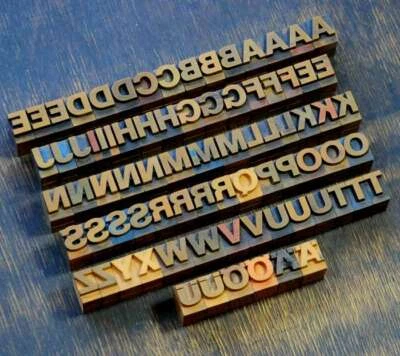 A-Z letterpress printing blocks type vintage printer letter typography antique - Image 1 of 2