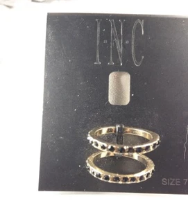 Anillo Inc Plata Cristal Negro Tachonado 2 Filas - Nuevo - Talla 7 - Imagen 1 de 1